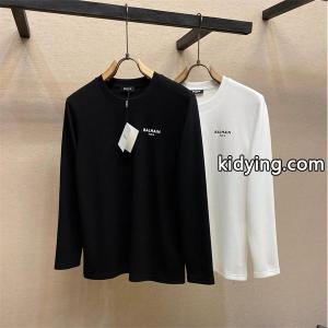 balmain コピー コピー 秋冬日常ベーシック 定番 ブラック × ホワイト 2 色 円领 ミニロゴ 長袖T シャツ バルマン コピーkidying26zWzOvq