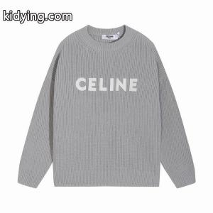 セリーヌ コピーブランド celine コピーブランド 偽物 上品で柔らかな 2026秋冬新作 グレー ロゴ刺繍 クルーネック ニット セーターkidying26SXnaqu