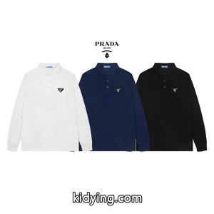 プラダ ブランド コピー スーパーコピー ポロシャツ 長袖 高品質仕上げ スマート シック エンブレムロゴ prada ブランド コピーkidying26PXj49f
