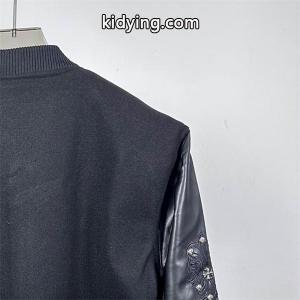 CHROME hearts ブランド コピー コピー 上品 重厚 レザースタジャン クロス刺繍 ブラック クロムハーツ ブランド コピーkidying26PT1X1b