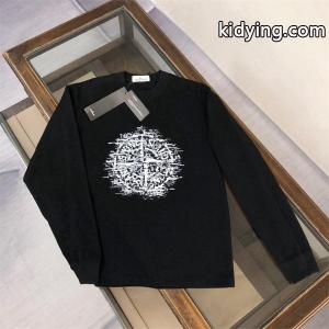 STONE ISLAND長袖ｔシャツ コピー 秋コーデ トレンド 上質 グリッチロゴ ブラック ストーンアイランドkidying26yGTX1D