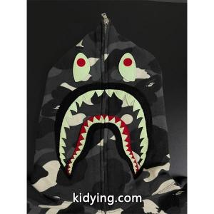A BATHING APE コピー 激安 BAPE シャークパーカー Shark Full Zip Hoodie メンズ カモフラ 迷彩 ブラック ストリートファッション 人気アイテムkidying26PfmKXf