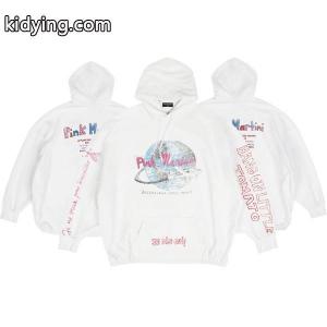 バレンシアガ コピー コピー パーカー Pink Martini プリント ホワイト ユニセックス 長袖 フーディ balenciaga コピーkidying26mW9HHf