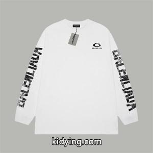 balenciaga ブランド コピー スーパーコピー 長袖Tシャツ ブラック ロゴプリント ストリート カジュアル バレンシアガ ブランド コピーkidying26vCi8Tn