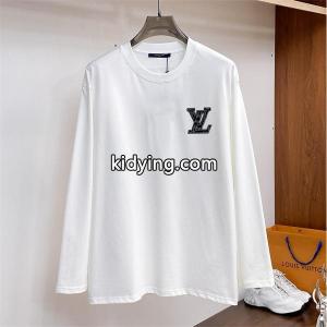 ルイヴィトン スーパーコピー コピー 上質シンプル ホワイト 長袖Tシャツ ブラックロゴ LOUIS vuitton スーパーコピーkidying26DKT5Dy