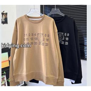 Maison Margielaメゾン マルジェラスウェットコピーMM6カジュアル 数字プリント クルーネック ユニセックス ベージュ/ブラックkidying26DuO99f