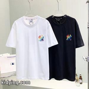 話題の韓国ファション MLBスーパーコピー半袖tシャツ 丸首ネック 虹色の刺繡 シンプルでクリーンなルックスkidying26aSfGna