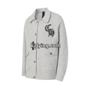 上質感たっぷり グレー × ブラック 刺繍 着心地抜群 クロムハーツ ブランド コピー コピー Chrome hearts ブランド コピー カーディガンkidying26Hb8Pra