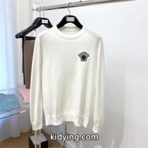 versace コピー スーパーコピー 保温効果 2026秋冬定番 上質 ホワイト バッジ刺繍 パーカー ヴェルサーチ コピーkidying268j8DuC