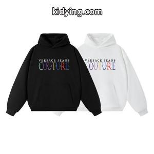 ブラック × ホワイト虹文字ロゴ パーカー ヴェルサーチ コピー versace コピー JEANS COUTURE 偽物 2026秋冬スナップ 新登場kidying26qGTLPv