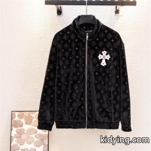 冬季限定 Chrome hearts コピー クロムハーツ コピー ブラック モノグラム クロス刺繍デザイン 偽物 ベロアジャケットkidying265b8r4v