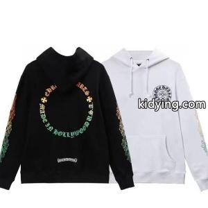 CHROME hearts コピー スーパーコピー パーカー 鮮麗 多彩 レインボーロゴ ブラックホワイト クロムハーツ コピーkidying260LvqKj