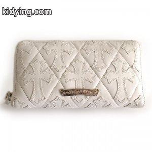 CHROME hearts コピーブランド (クロムハーツ コピーブランド) REC-F ZIP cemetery cross wallet white leather / セメタリークロスパッチ ウォレット ホワイトレザー 長財布 通販ショッピングkidying26LXfCay