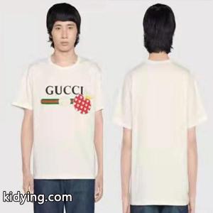 GUCヴィンテージロゴ Ｔシャツ偽物 りんご クルーネック カラフルなアップルのモチーフ ユニセックスの半袖kidying26PPDa8r