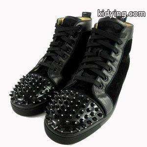 クリスチャンルブタン スーパーコピー Christian louboutin スーパーコピー スニーカー ハイカット スエード スタッズ ラインストーン 黒 シルバー メンズ 通販kidying26G59jGf