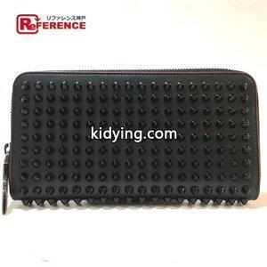 Christian louboutin ブランド コピー クリスチャンルブタン ブランド コピー 3135058 スパイクスタッズ パネトーネ 長財布（小銭入れあり） ブラック メンズ 通販 ショッピングkidying26HHbWLn