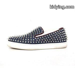 Christian louboutin ブランド コピー クリスチャンルブタン ブランド コピー スリッポン デニム スパイク スタッズ ROLLER BOAT FLAT 44 BLUE メンズ 販売 通販kidying26Xj8vKf