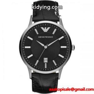 エンポリオアルマーニ ブランド コピー Emporio armani ブランド コピー 時計 メンズ レナト AR2411 ブラックダイアル×ブラックレザーベルトkidying26PfuqWf