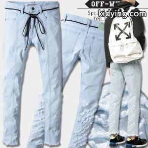 最安値 Off-white ブランド コピー コピー オフホワイト ブランド コピー ジーンズ メンズ ロングデニム 若い世代に大人気 ボトムスkidying26yaSnie