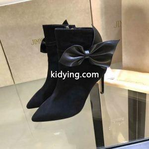 KASSIDY85SUN_SDark Grey ナッパレザーリボン付き Dark Grey スエード・アンクルブーティージミーチュウ コピーコピーシューズkidying26qW1Xzm