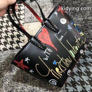 良好な材質Christian louboutin コピークリスチャンルブタン コピー2026SS限定グラフィティCABATAレディース本革トートバッグコピーkidying26aKvmGb