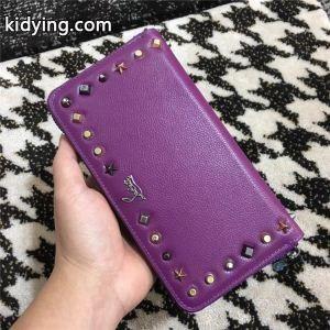 カジュアルスタッズ付きChristian louboutin スーパーコピールブタン激安レディースラウンドファスナー長財布パープル本革kidying26bCWrSb