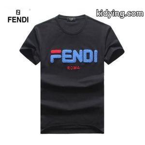 フェンディ コピーブランド スーパー コピーfendi コピーブランド最安値セールロゴプリントＴシャツ流麗なシルエット男性用黒白イエローグレーkidying26amG1bC