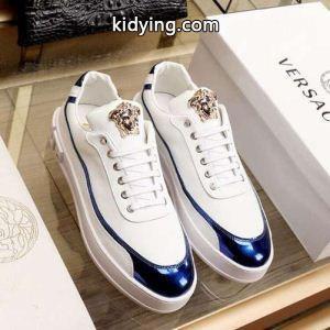 ヴェルサーチ ブランド コピー 激安versace ブランド コピー人気セール新品合成皮革幅広いスニーカー通勤通学メンズファッションブラックホワイトkidying265HXTDu