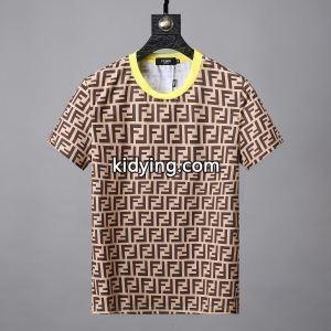 新作【フェンディ ブランド コピー fendi ブランド コピー】FFロゴ 半袖Tシャツ ブランドロゴ41629784フェンディ ブランド コピー 激安伸縮性定番品ｔシャツブラウンkidying26eaG95b