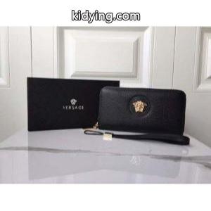 versace スーパーコピー ヴェルサーチ スーパーコピー メンズ ジップ長財布 PALAZZO LEATHER ORGANIZER 最新の注目されたコレクション ブラック 日常 コピーkidying261HHzqi