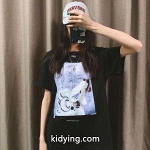 新作入荷人気大活躍ブランドプリントｔシャツ女性らしい雰囲気夏服黒Off-white コピーオフホワイト コピー ファッション コピーkidying26XT1X9r