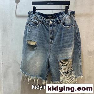 balenciaga コピー バレンシアガ コピー コピー ストリート映え デニムショートパンツ メンズ ダメージ加工 夏コーデkidying26qu0HjC