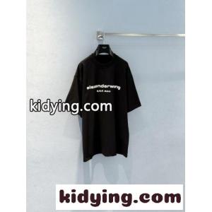 ユニセックス ロゴ 半袖Tシャツ アレキサンダーワング Tシャツ 偽物 ブラックkid26mauWPn