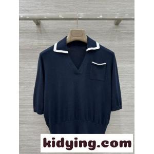 ラルフローレン ニット 偽物 大人カジュアル 配色 シルク混 半袖ニットポロkid260bueWz
