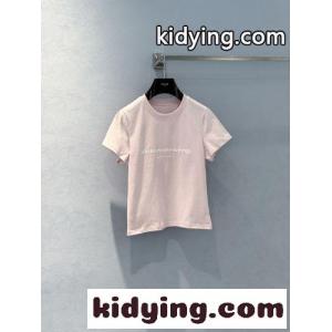 シンプル ロゴ入り 半袖Tシャツ アレキサンダーワング Tシャツ 偽物 コットン ピンクkid26qie4zC
