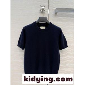 シンプル 洗練された カシミヤ 半袖ニット プラダ スーパーコピー セーター 偽物 ネイビーkid260nmGji