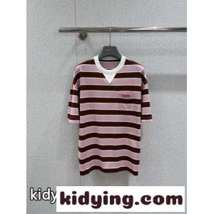 カジュアル おしゃれ ボーダー柄 半袖Tシャツ コットン プラダ コピーブランド Tシャツ 偽物kid26rmaO1D