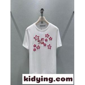 刺繍入り コットン 半袖Tシャツ クリスチャン・ディオール コピーブランド Tシャツ コピー ホワイトkid26r8fOnC