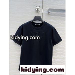 刺繍入り コットン 半袖Tシャツ エルメス スーパーコピー Tシャツ コピー クルーネック ブラックkid260PHjmq