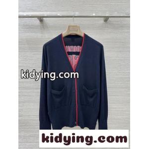 バックロゴ Vネックカーディガン トムブラウン ブランド コピー ニット スーパーコピー ネイビーkid26iuG19f
