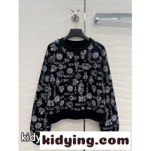 大人エレガント プリント入り スウェットシャツ エルメス ブランド コピー Tシャツ コピー ブラックkid26WHrWra