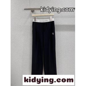 人気 ロゴ センタープレス トラウザーズ アレキサンダーワング パンツ 偽物 ブラックkid26y8TPLb