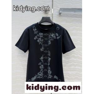 マキシプリント コットン 半袖Tシャツ エルメス コピーブランド Tシャツ スーパーコピー ブラックkid26yGT91n