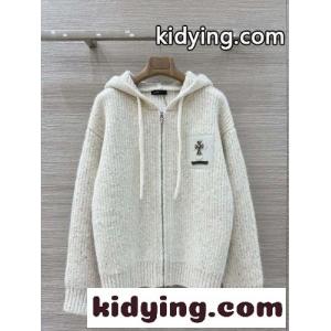 ウール ジップアップ ニットパーカー クロムハーツ コピーブランド ニット 偽物 アイボリーkid269b0LbC