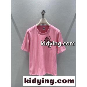 コットン プリント 半袖Tシャツ エルメス コピー Tシャツ コピー クルーネック ピンクkid26fqqmOD