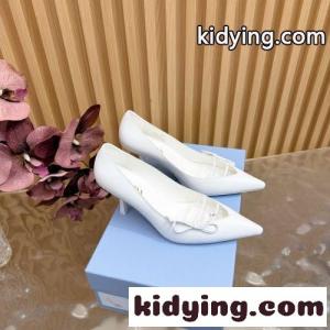 プラダ ブランド コピー リボン ポインテッドトゥ パンプス 偽物 ハイヒール ホワイトkid26n4bCWf