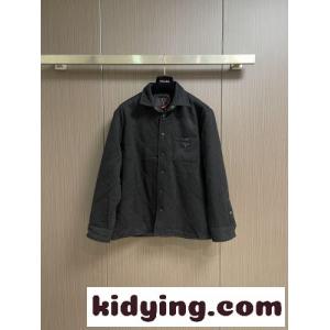 カジュアル 上品 プラダ コピー パデッド カシミヤ シャツ スーパーコピー トライアングルロゴkid26DyKTDm
