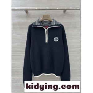 ハーフジップ ウール ニットプルオーバー グッチ コピー セーター コピー ネイビーkid26CSLzma