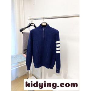 4BAR ハーフジップ トムブラウン コピー セーター 偽物 ニットプルオーバー ブルーkid264reymy