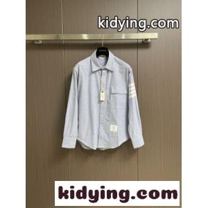 コットン 4BAR ロングスリーブシャツ トムブラウン ブランド コピー シャツ 偽物 ライトブルーkid26muOzGD